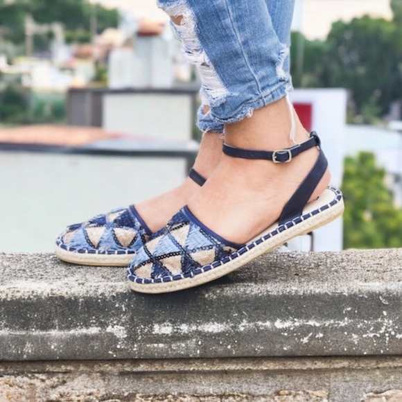 Qupid Shoes - Qupid Sora fringe sequin espadrille blue flats 7